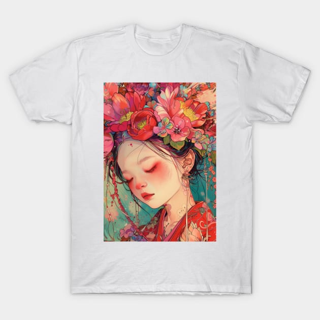 Floral Anime Dreamscapes T-Shirt by TooplesArt